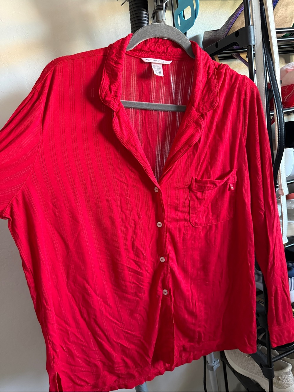 Victoria's Secret Red Lightweight Button-Down Shirt